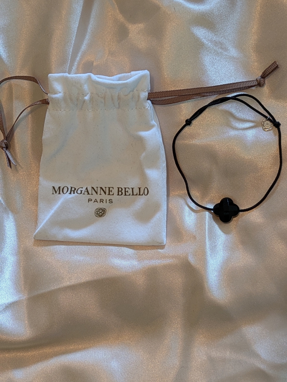Morganne Bello Paris Black Onyx Clover Cord Bracelet